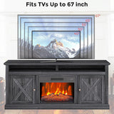 Electric Fireplace, Fireplace TV Stand for Television up to 58" Heater TV Stand, Freestanding Electric Fireplace Heater, Adjustable Flame, Fireplace Insert with Remote Control & Storage Cabinets Takywep