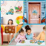 Chitidr 6 Pcs Summer Diamond Painting Hanging Sign Set Beach Gnome Diamond Art Paint Arts Set 5D DIY Ornaments Kits for Summer Wall Door Window Decor Chitidr