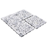 PURE ERA Natural Real Stone Interlocking Floor Deck Tiles Indoor Outdoor Use 12"x12" (4Pcs, 4 sq. Ft, Sliced Grey and White)- Great Upgrade to Patio Backyard Pathway PURE ERA