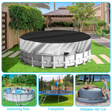 NEVERLAND Winter Pool Cover 18FT Round - Heavy-Duty 420D Oxford Above Ground Swimming Pool Cover, Debris-Proof, Cold-Resistant & UV-Resistant with Upgraded Adjustable Tensioner, Black/Sliver NEVERLAND