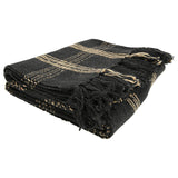 Plaid Black & Tan Fringed Woven Cotton Blend Throw Creative Co-Op