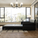 Ball & Cast 3-in-1 Convertible Sleeper Sofa Bed,93.7" King Pull Out Couch Bed with Nailhead Trim & Rolled Arm,Faux Leather Loveseat Sofa Couches for Living Room,Black Ball & Cast