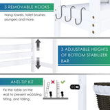 SMIBUY Bathroom Storage Shelf, Bamboo Over-The-Toilet Organizer Rack, Freestanding Toilet Space Saver with 3-Tier Adjustable Shelves (White) SMIBUY