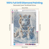 Miwixy White Tiger Diamond Art Kits for Adults,Animal Diamond Painting Kit, Winter 5D Full Drill Round Diamond Dots Paintings Canvas for Beginners Home Wall Decor12x16inch (Tiger-A) Miwixy
