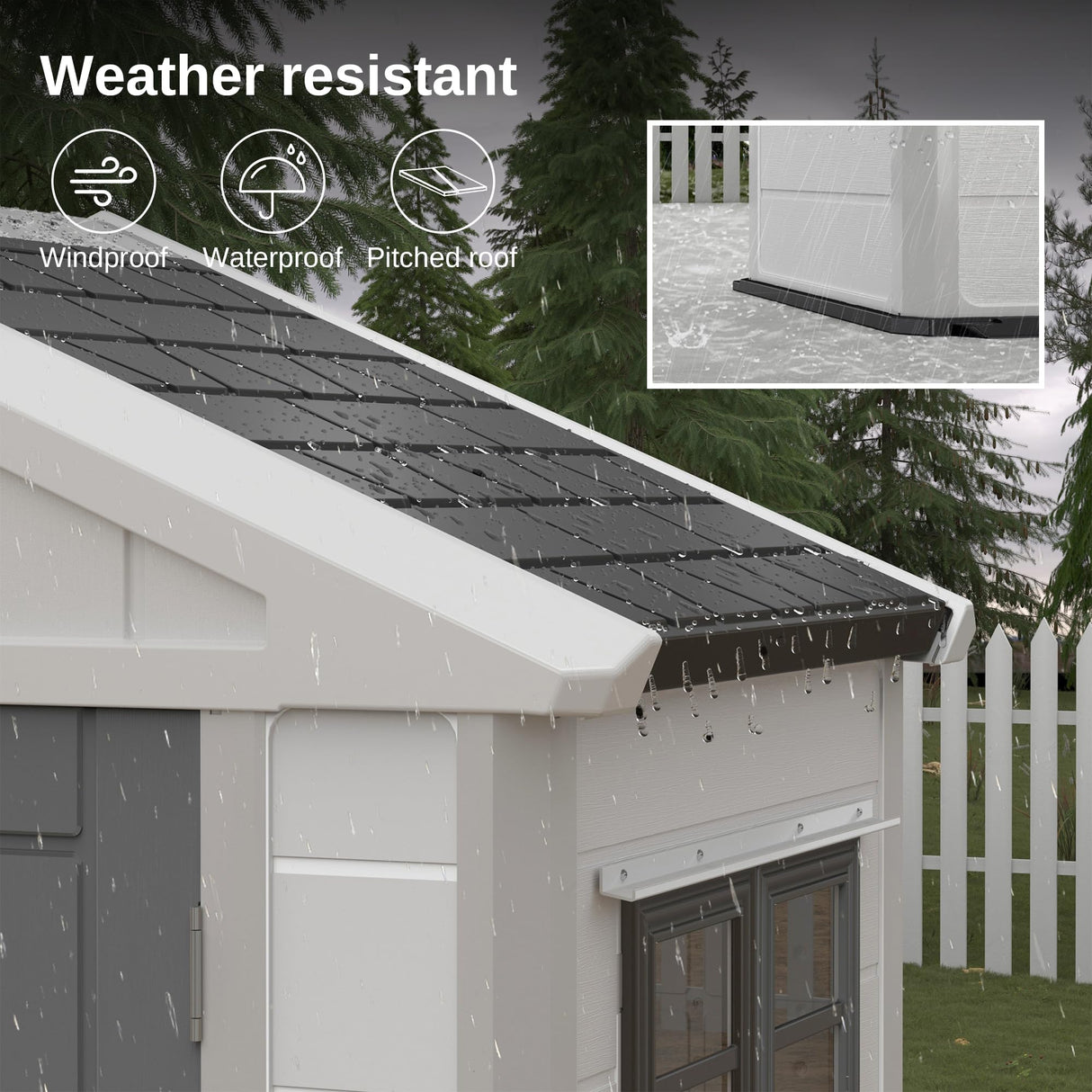 EAST OAK Outdoor Storage Shed, 7×4×8.2 FT Waterproof Resin Tool Shed with Window, 152Cu.ft Outside House Shed for Garden, Patio, Lawn Mower, Bikes EAST OAK