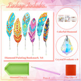 Henoyso 6 Pcs Diamond Painting Bookmarks Kits DIY 5d Feather Bookmark Rhinestone DIY Bookmarks Crystal Diamond Art Acrylic for Adult Arts Supply Crafts Gifts Henoyso