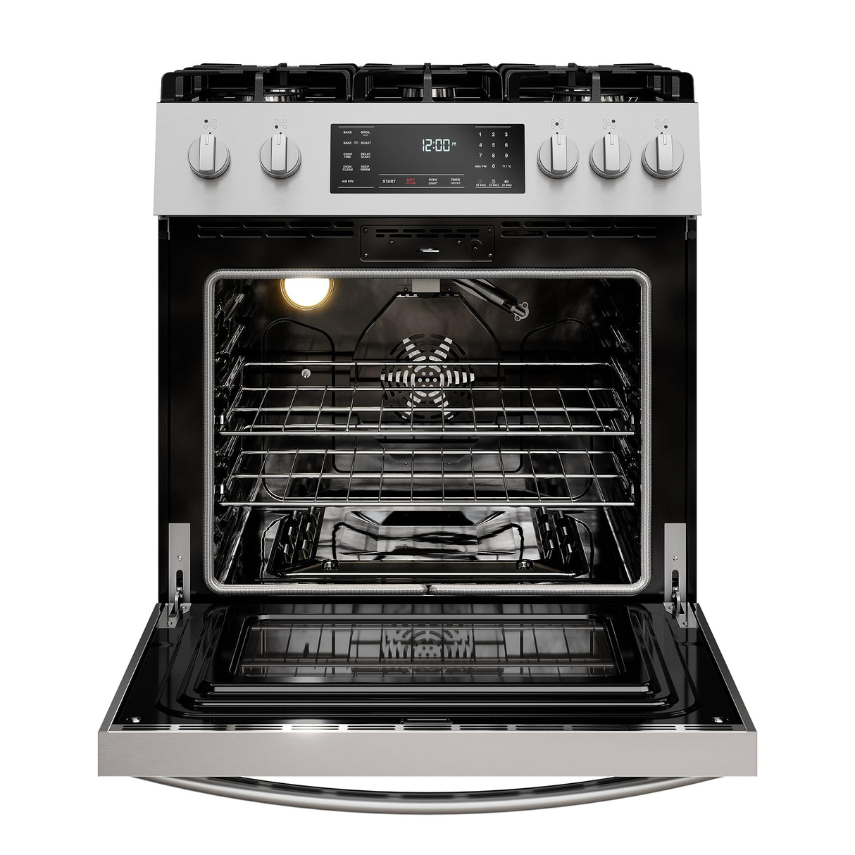 Kenmore Front Control Gas Range Oven with 5 Cooktop Burners, True Convection, Steam and Self Clean, Freestanding Stainless Steel Stove and Oven, 4.8 cu. ft. Capacity Kenmore