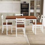 Orweiin Solid Wood Dining Table Set for 4, Farmhouse Rectangular Table and 4 Chairs Set for Kitchen, Living Room, Dining Room, Breakfast Nook, Natural+White Orweiin