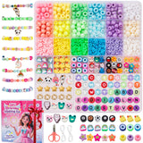 Taybonds DIY Bracelet Making Kit for Kids Age 6+, 1400+ Pcs Jewelry Making Ket with Polymer Clay Charms, Alphabet Beads, Pony, Pearl and Clay Beads, Unicorn Mermaid Panda Charms for Crafting Gifts Taybonds