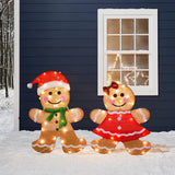 Dazzle Bright Christmas Outdoor Decorations Yard, 2-Piece Lighted 2D Gingerbread Man with 50 L, 23 Inch Pre-Lit Light Up Gingerbread Man, Xmas Festive Holiday Front Garden Patio Yard Lawn Display Dazzle Bright