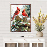 MEIYUDA Winter Cardinal Christmas Diamond Art Kits, 5D Cardinal Birds Full Drill Diamond Paintings for Adults, DIY Christmas Diamond Art Crafts for Home Walls Decoration or Presents 12x16inch MEIYUDA