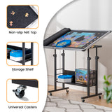Becko US 1500 Piece Jigsaw Puzzle Table with Legs, Adjustable & Stand Up Puzzle Tables, with 5 Tilting Angle & Height Adjustment, Wood Jigsaw Puzzle Board with Cover Mat, Enclosed with 4 Wheels Becko US