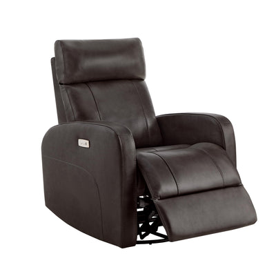 CHITA Genuine Leather Power Swivel Glider Recliner Chair for Adults, FSC Certified Electric Nursery Rocker Recliner Chair for Living Room, Dark Brown