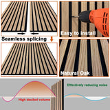 YLL YLL Wood Wall Panels Acoustic Wall Panels for Interior Wall Decoration Two 94.68" x 12.79" Wood Slat Paneling 3D soundproof Wall Panels Natural Oak YLL YLL