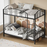 Garvee Bunk Bed Twin Over Twin with Ladder and Arched Guardrail, Heavy Duty Bunkbeds Frame with Sturdy Steel Slats Support for Kids Boys Girls, Space-Saving, No Box Spring Needed, Black Garvee