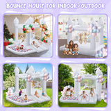 FINCOME White Bounce House, Inflatable Bounce Castle with Double Slide Ball Pit 370W Blower Bouncer for Toddler, Bounce House Bouncy Castle for Indoor Outdoor Backyard Wedding Kids Birthday Party FINCOME