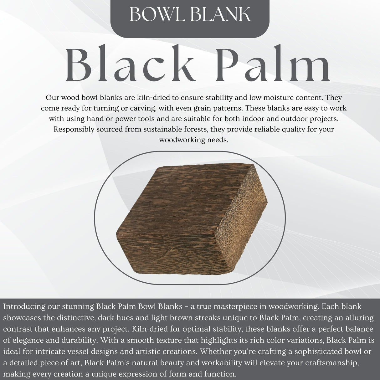 Exotic Wood Zone Black Palm Unfinished Wood Bowl Blanks Kiln Dried | Hardwood Square Blocks for DIY Woodworking Enthusiasts, Wood Pieces for Wood Crafts and Projects (6"x 6" x 2") Exotic Wood Zone