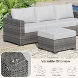WACASA 7 Piece Patio Furniture Set with Fire Pit Table, Outdoor Patio Sectional Sofa Couch with Washable Cover, Natural Rattan Weave Conversation Set for Garden Outdoor WACASA