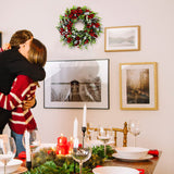 MTSCE Christmas Wreath, Front Door Decoration Wreath Winter Garland Artificial Wreath for House Party Outdoor Indoor Red Black Plaid Wreath-18 Inch MTSCE