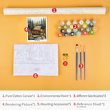 TUMOVO Paint by Numbers Kit for Adults - Forest Landscape Adults' Paint-by-Number Kits on Canvas Without Frame, Books with Flowers DIY Acrylic Painting for Home Wall Decor (16x20 Inch) TUMOVO