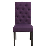 Roundhill Furniture Leviton Solid Wood Tufted Parsons Dining Chairs, Set of 2, Purple Roundhill Furniture