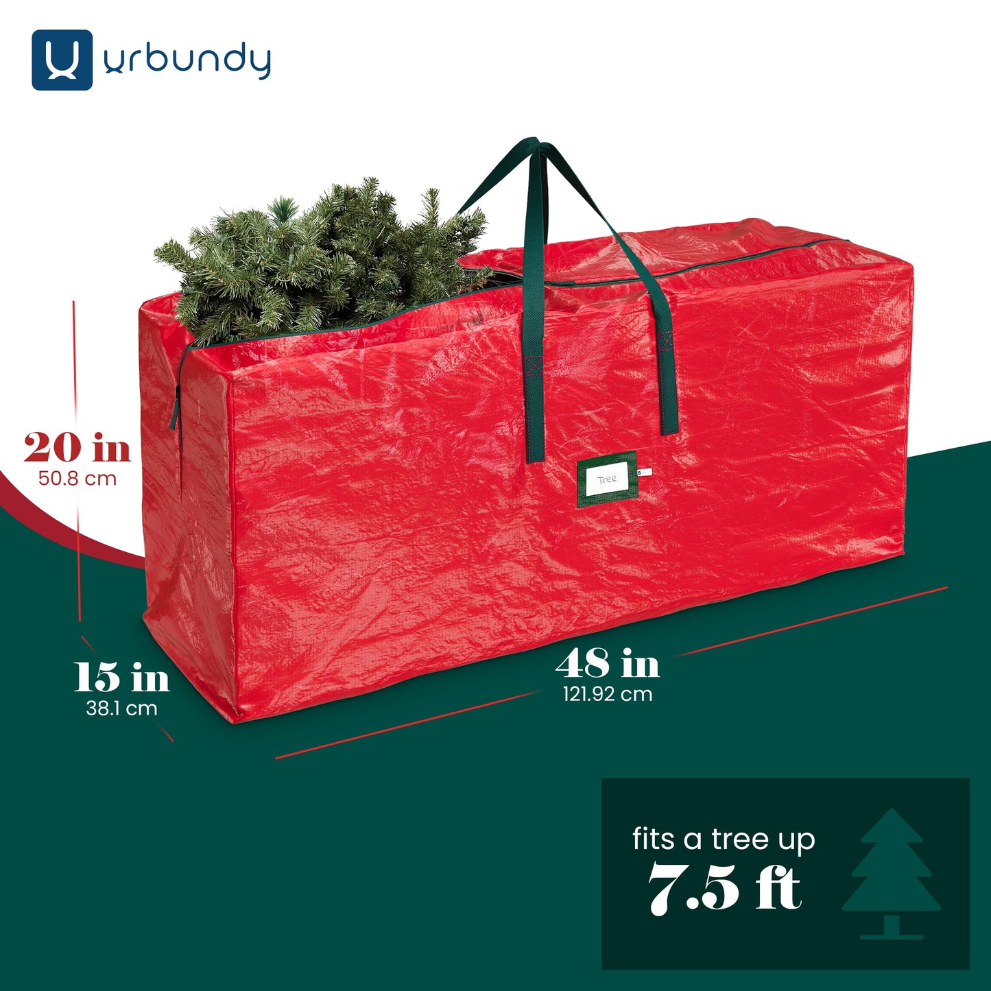 Heavy Duty Christmas Tree Storage Bag 7.5 Ft - Christmas Tree Bag Red - Tree Bags For Storage - Xmas Tree Storage Bag Holds 7.5 Ft Christmas Tree Bag For All Year Round Christmas Storage