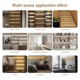 CUBITOR Under Cabinet COB Led Light Strip kit,16.4ft/5m Cuttable 3000K,Diffused Power with 6 Output Ports,Touch Switch&Dimmer Strip for Gun Safe Case,Book Shelf,Floating Shelf,Wall Panel,Home Decor CUBITOR