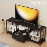 JARHETUN TV Stand with LED Lights, Entertainment Center with Open Shelves and Fabric Drawer, Media Console for 55 Inch TV, Television Stands for Living Room, Bedroom, Black JARHETUN