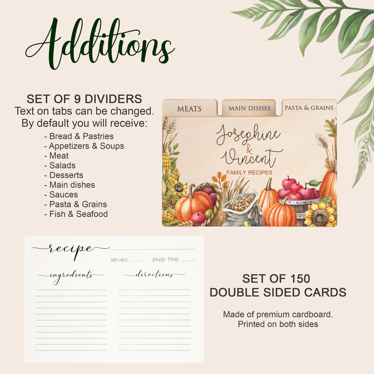 Personalized Recipe Box with Dividers & Cards - Wooden Kitchen Set for 4x6 or 5x7 Recipe Cards - Farmhouse Recipe Holder - Thanksgiving Gift, Christmas Gifts Ideas, Bridal Shower Gifts for Bride to Be WoodPresentStudio