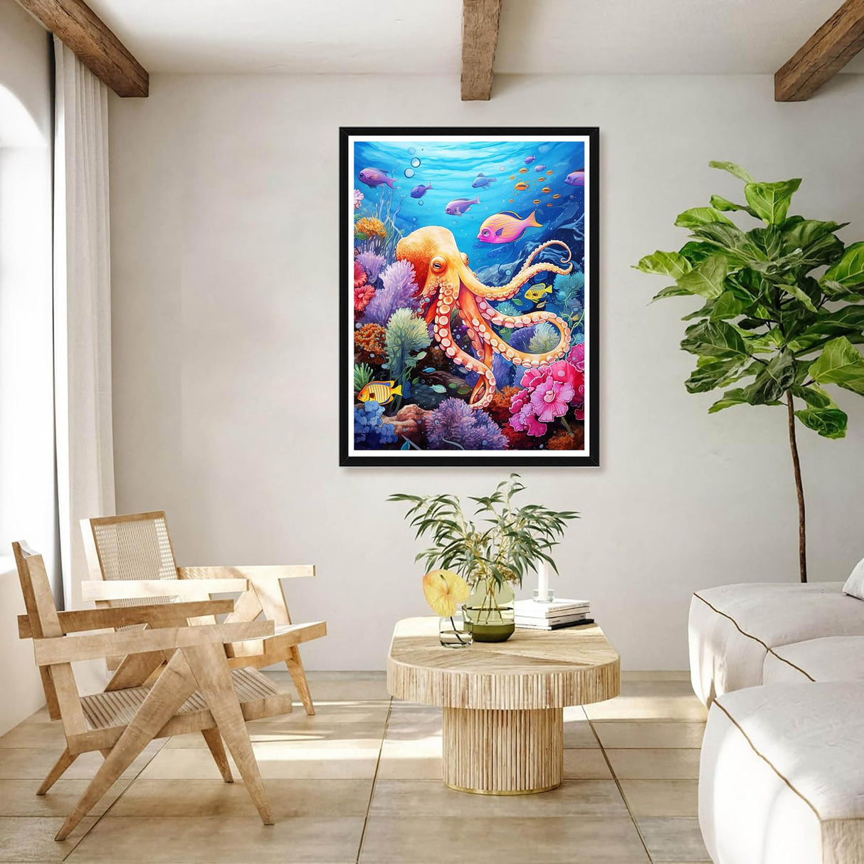 Bimkole 5D Diamond Arts Kits Octopus, Full Drill DIY Rhinestone Embroidery Set Paint with Diamonds Art by Number Kits Cross Stitch Home Wall Craft Decoration (12x16inch) AL1754 Bimkole