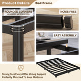 Likelalaso 3 inch Low King Size Bed Frame with Rounded Corner, Heavy Duty Metal, Easy Assembly, Noise Free, Black Likelalaso