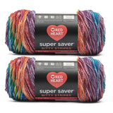 Red Heart Super Saver Bitty Stripe Crayon Box Yarn - 2 Pack of 10oz/283g - 100% Acrylic - #4 Worsted (Medium) - 515 Yards - Knitting/Crochet Red Heart