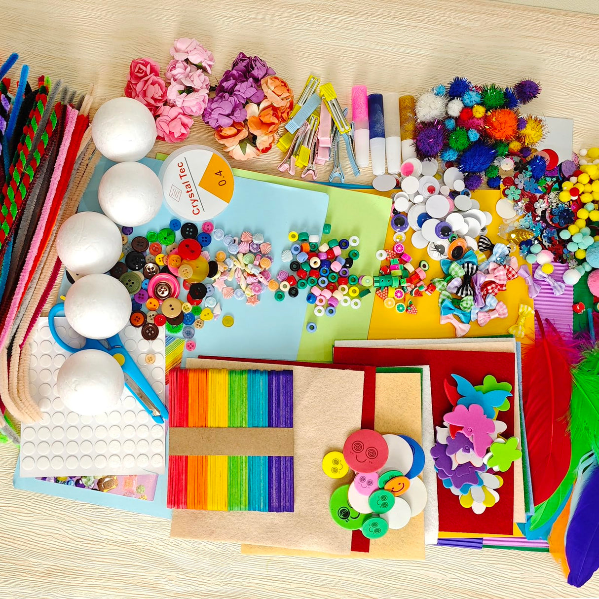 MOVEBO 1500 PCS Art and Craft School Supplies for Kids, Supplies Set with Construction Paper, Glue, Pipe Cleaners Craft and Kids' Scissor, Gifts for Girls and Boys Age 6+(red Bag) MOVEBO