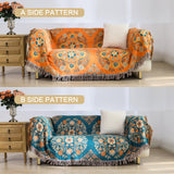 VANJOROY Boho Large Throw Blanket, 100% Cotton Breathable Soft Bed Throw - Floral Farmhouse Decor Blanket for Sofa Couch Chair and Gift. 60" x 80"- Orange VANJOROY