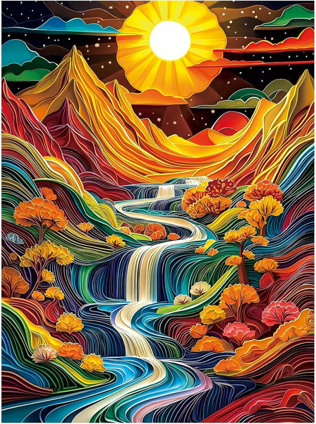 EIBEILI Diamond Art Kits for Adults,Mountains Diamond Painting Kits for Beginner Round 5D Full Drill Diamond Dots Crafts for Home Wall Decor Gifts 12x16 Inch EIBEILI