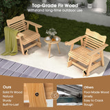 HAPPYGRILL Wood Patio Rocking Glider Chair, Outdoor Glider Chair with Hidden Cup Holder, Ergonomic Fir Wood Rocker for Front Porch Backyard Balcony HAPPYGRILL