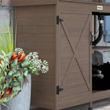 Outsunny Outdoor Wooden Potting Bench Table with Sink and Water Tap, Garden Workstation with Storage Cabinet, Storage Shelves for Backyard, Patio, Balcony, Dark Brown Outsunny