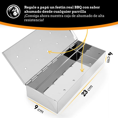 Mountain Grillers Smoker Box for Wood Chips Use a Gas or Charcoal BBQ Grill and Still Get That Delicious Smoky Barbecue Flavored Grilled Meat Hinged Lid for Easy Access polished finish stainless steel