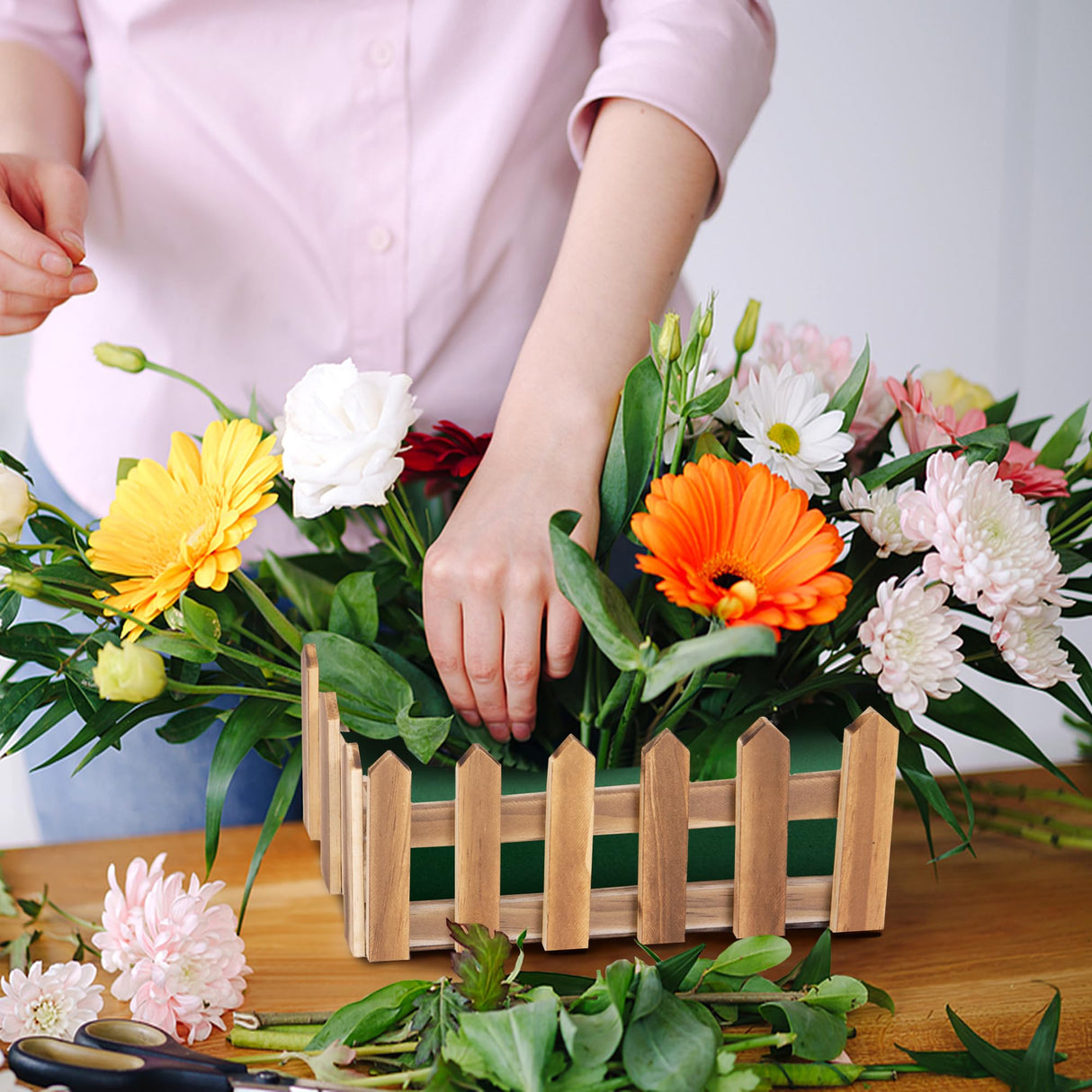 Adnee 2 Pcs Wood Slat Planter Box-Rustic Wood Nesting Crates-Rectangular Wooden Flower Box for Indoor Window Decor Outdoor Patio Lawn Garden Backyard Planter Adnee