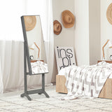 HOMCOM Floor Standing Jewelry Cabinet, Lockable Jewelry Organizer with Full-Length Mirror, and 3 Adjustable Angles, Grey HOMCOM