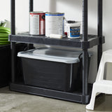 Life Story 6 Pack Heavy Duty Stackable Storage Bin, 55 Quart Home Organizer, Versatile Lightweight Locking Bins with Carrying Handles, Black/Gray Life Story