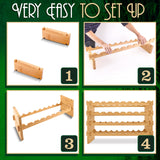 SereneLife Bamboo Stackable Wine Rack, 4-Tier 36 Bottle Capacity Wine Racks Free Standing Floor, No Tools Assembly, Modular Storage Display Shelf for Kitchen and Cellar 33.5" x 10" x 21" SereneLife