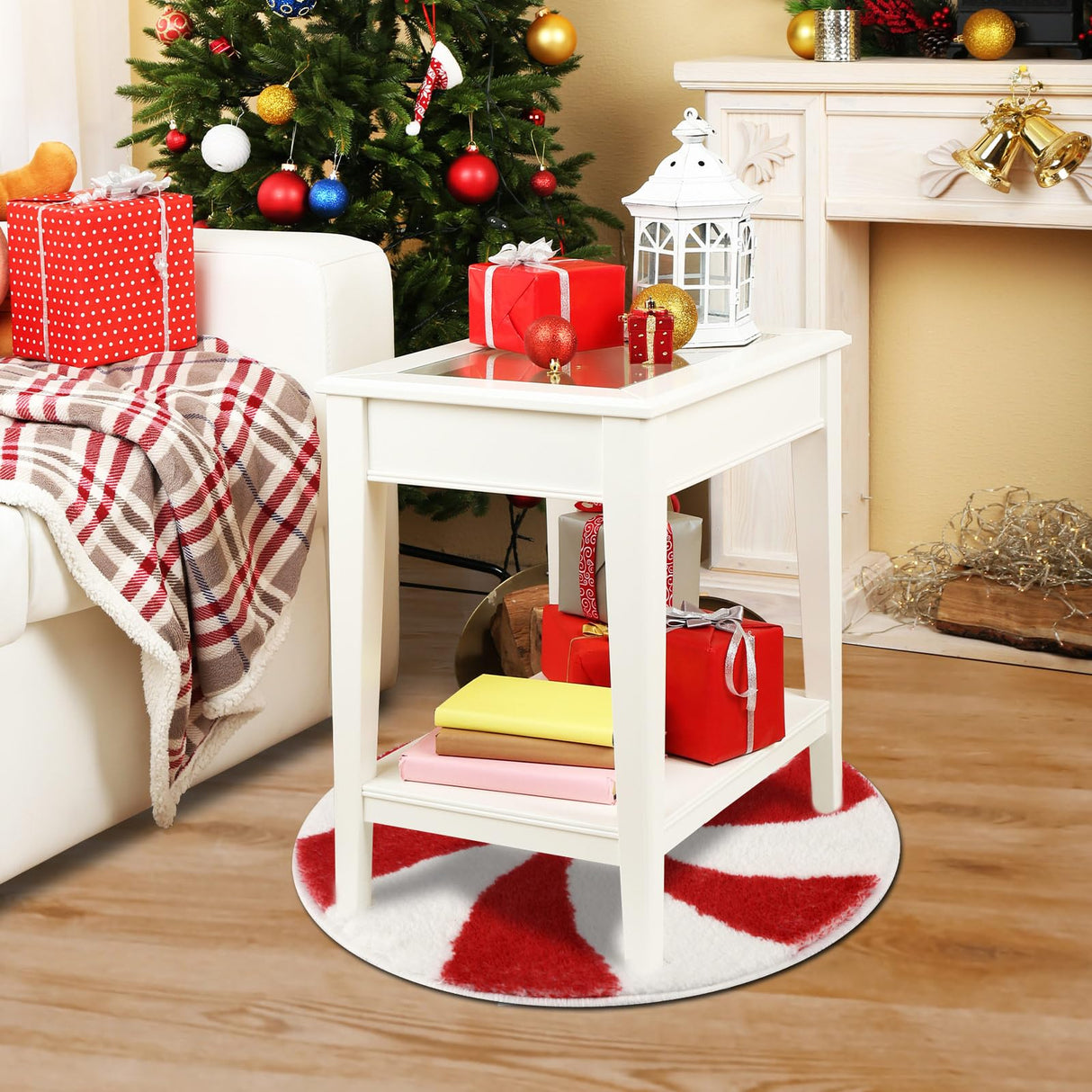 FEBSNOW 1PCS Christmas Bathroom Small Rugs Decor, Christmas Candy Winter Small Rug Bath Mats,Non Slip Absorbent Carpets Doormat with Backing Washable for Tub Living Dining Holiday Bedroom Nursery FEBSNOW