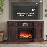 Maupvit Fireplace TV Stand for up to 65 inch TV, Entertainment Center with 23" Fireplace, Farmhouse TV Stands with Electric Fireplace, 2 Storage Cabinets, 2 Drawers for Living Room,Brown Maupvit