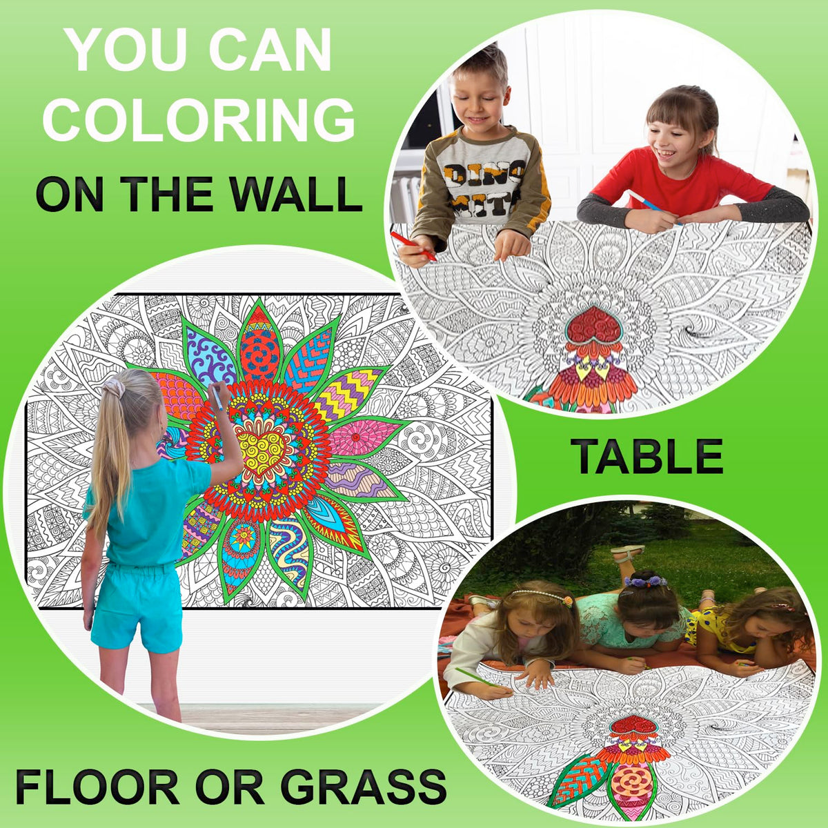 Mandala Coloring Poster for Adults and Kids - Large Wall Coloring Post ...