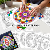 FUN LAVIE Adult Coloring Book 32 Mandala Coloring Books for Adults Relaxation and Teens Stress Relief, Featuring Mandalas Insect & Bloom Patterns for Women Mindfulness, Spiral Bound FUN LAVIE