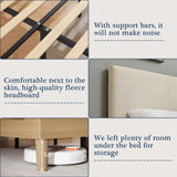 VECELO Adjustable Upholstered Full Bed Frame with Heavy-Duty Slats and Noise-Free Design VECELO