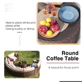 SUNSITT Outdoor Sectional Set 11-Piece Half Moon Patio Furniture Brown Wicker Sofa Beige Cushions with 4 Side Table and 4 Pillows SUNSITT