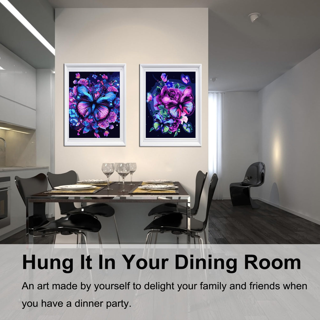 BAISITE Paint by Numbers Kit for Adults Beginners,12" Wx16 L 2 Pack Canvas for Painting Kits for Adults in Colorful Box-Butterflies 5152 BAISITE