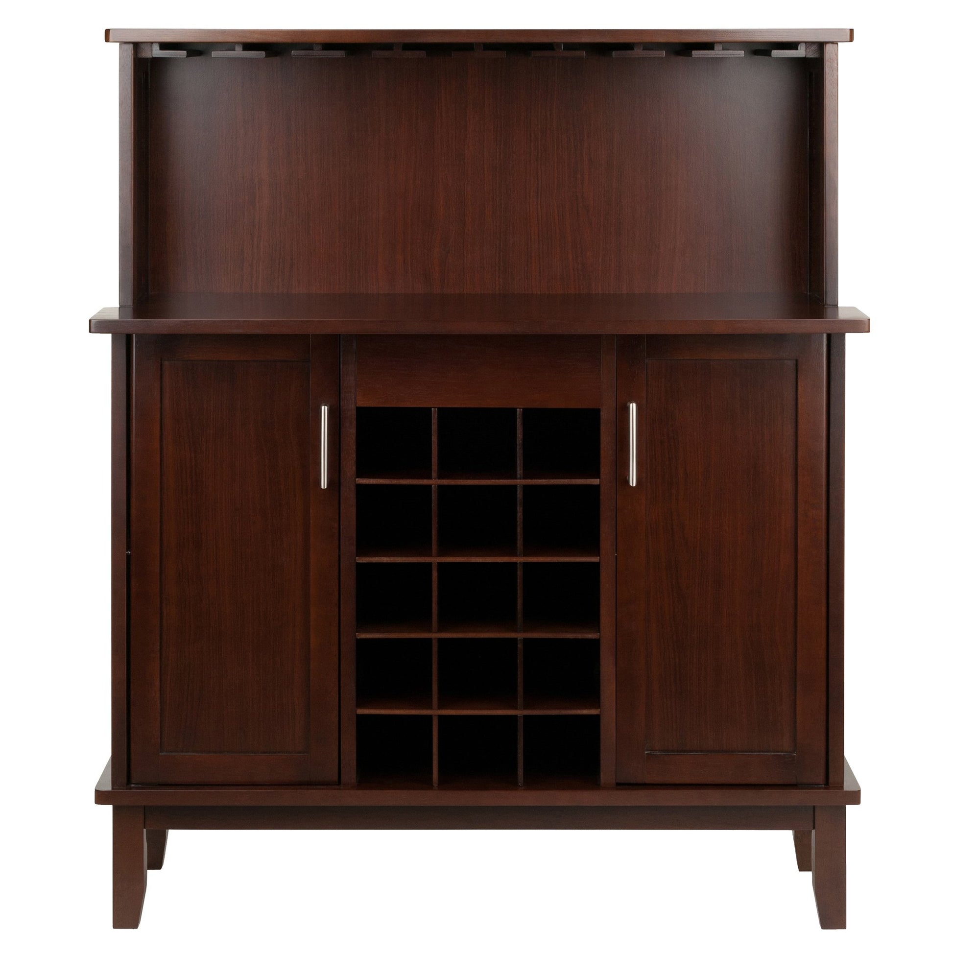 Winsome Beynac Bar Cappuccino Wine Cabinet - WoodArtSupply